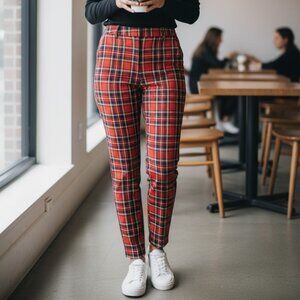 Zara Red Plaid Pants